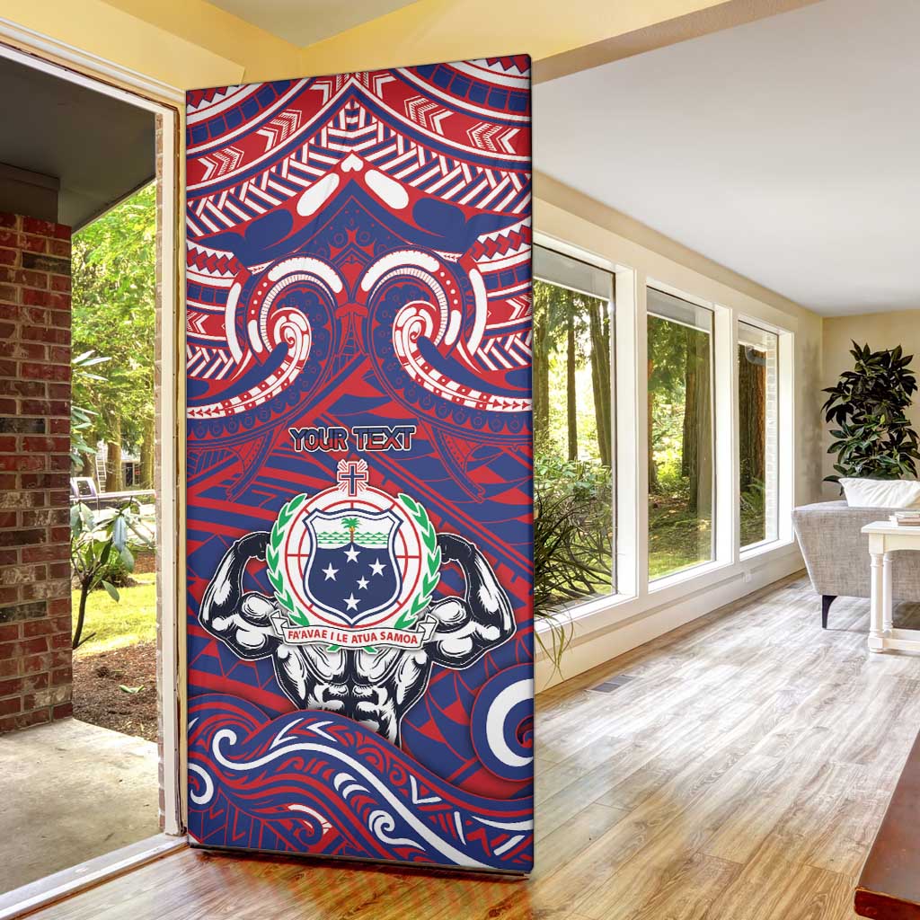 Personalised Samoa Gym Door Cover Muscle Samoan Tribal Waves - Polynesian Pride