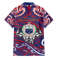 Personalised Samoa Gym Family Matching Off The Shoulder Long Sleeve Dress and Hawaiian Shirt Muscle Samoan Tribal Waves - Polynesian Pride