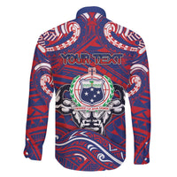 Personalised Samoa Gym Family Matching Off The Shoulder Long Sleeve Dress and Hawaiian Shirt Muscle Samoan Tribal Waves - Polynesian Pride