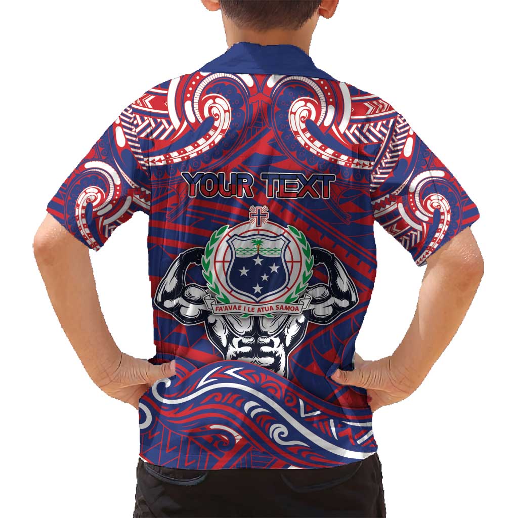 Personalised Samoa Gym Family Matching Puletasi and Hawaiian Shirt Muscle Samoan Tribal Waves - Polynesian Pride
