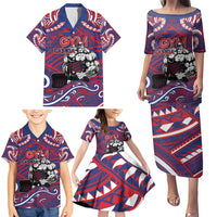 Personalised Samoa Gym Family Matching Puletasi and Hawaiian Shirt Muscle Samoan Tribal Waves - Polynesian Pride