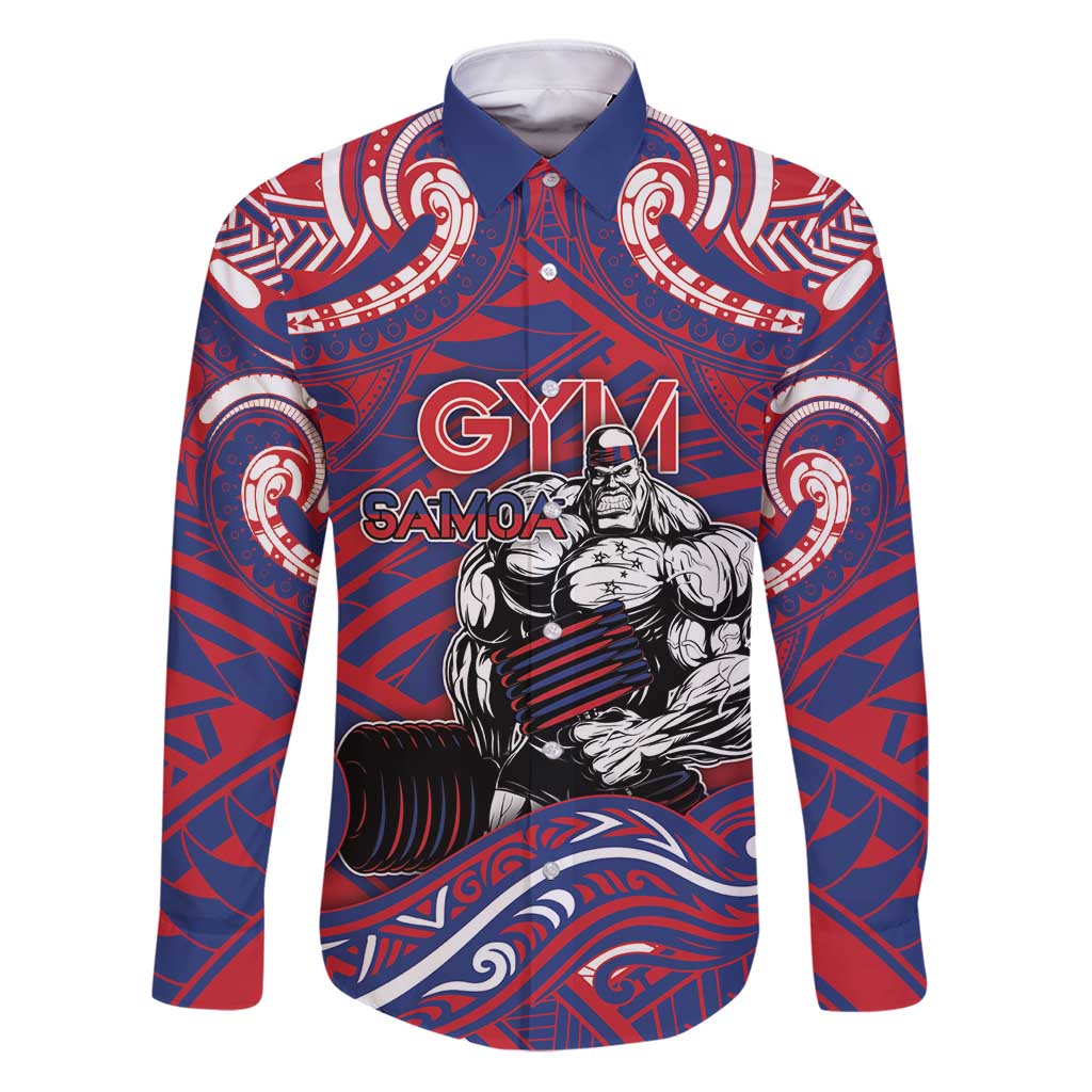 Personalised Samoa Gym Family Matching Puletasi and Hawaiian Shirt Muscle Samoan Tribal Waves - Polynesian Pride