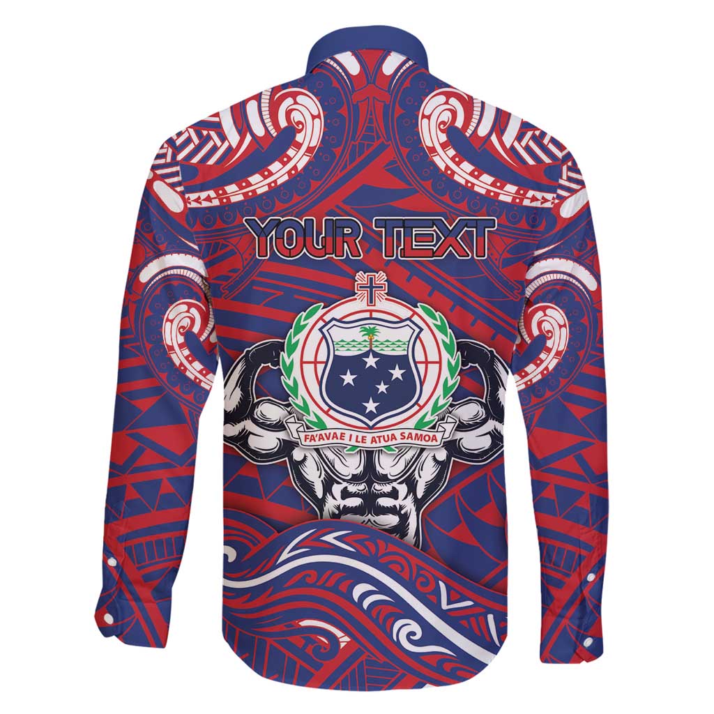 Personalised Samoa Gym Family Matching Puletasi and Hawaiian Shirt Muscle Samoan Tribal Waves - Polynesian Pride