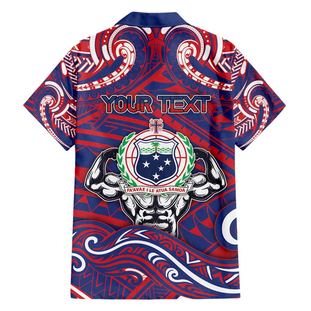 Personalised Samoa Gym Family Matching Short Sleeve Bodycon Dress and Hawaiian Shirt Muscle Samoan Tribal Waves - Polynesian Pride