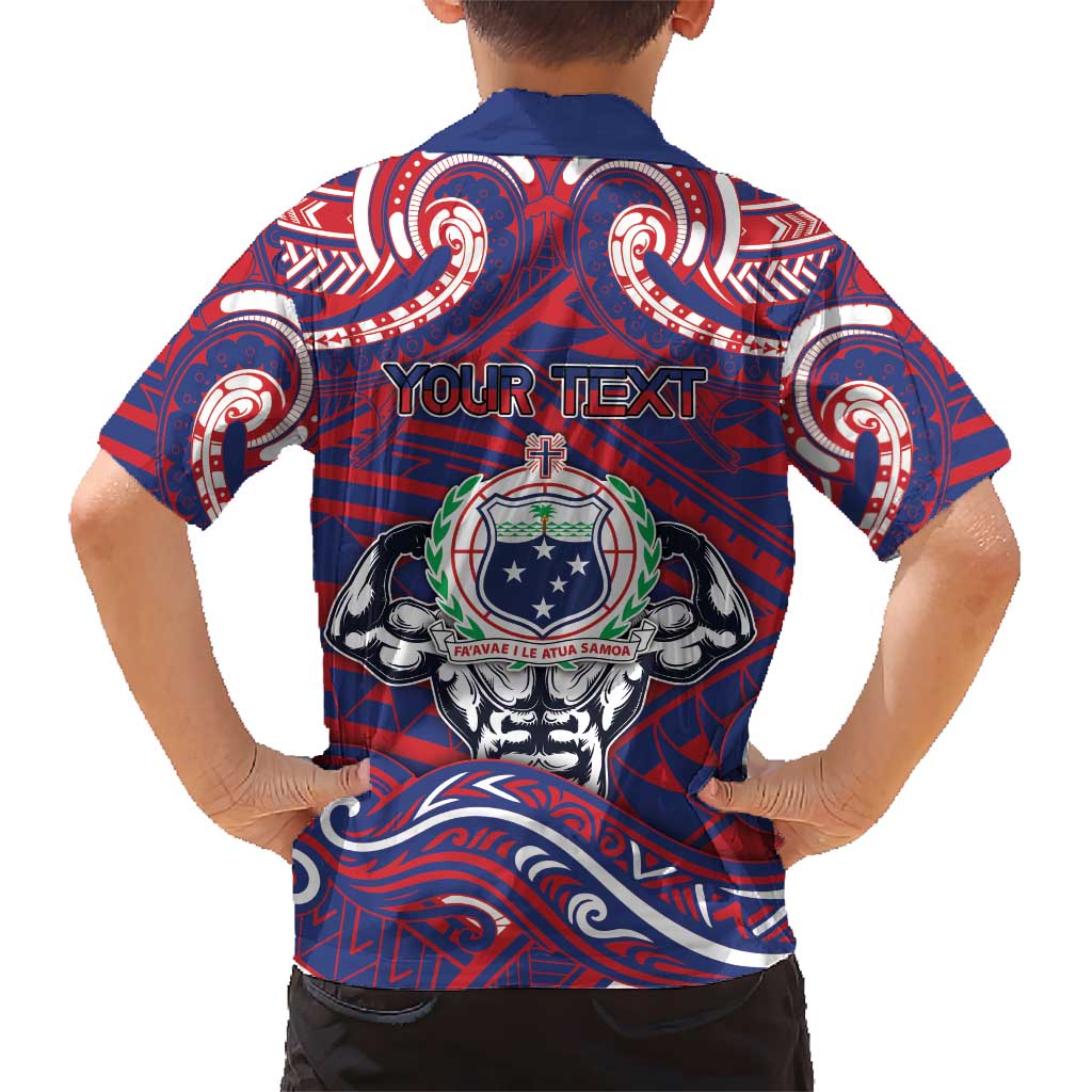 Personalised Samoa Gym Hawaiian Shirt Muscle Samoan Tribal Waves - Polynesian Pride