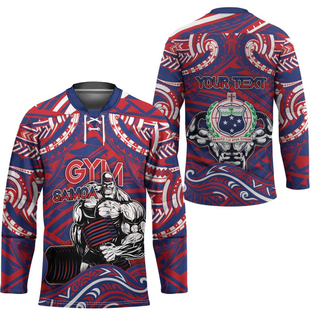 Personalised Samoa Gym Hockey Jersey Muscle Samoan Tribal Waves - Polynesian Pride