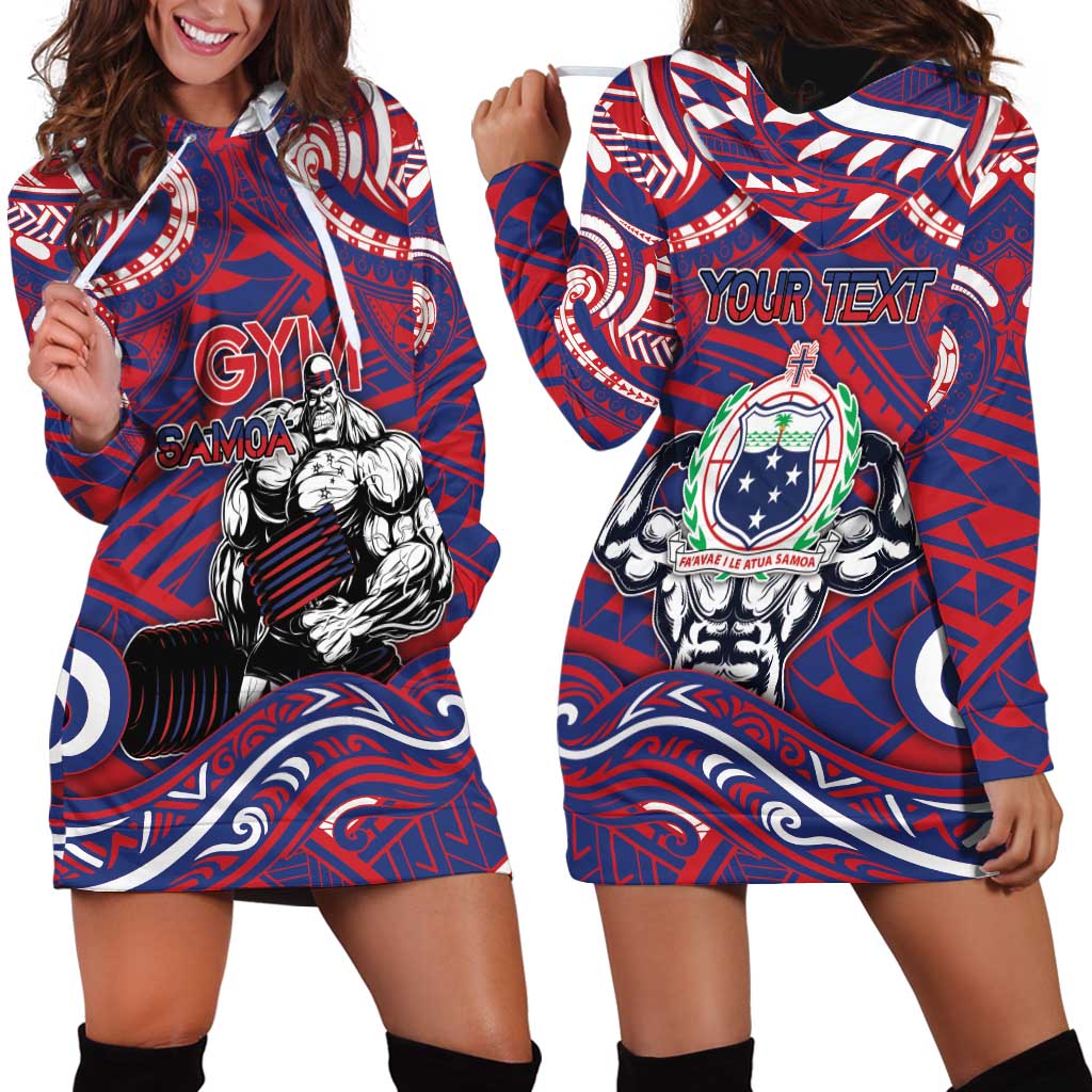 Personalised Samoa Gym Hoodie Dress Muscle Samoan Tribal Waves - Polynesian Pride