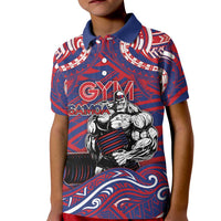 Personalised Samoa Gym Kid Polo Shirt Muscle Samoan Tribal Waves - Polynesian Pride