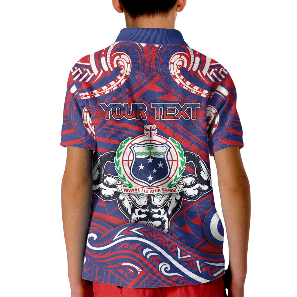 Personalised Samoa Gym Kid Polo Shirt Muscle Samoan Tribal Waves - Polynesian Pride