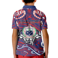 Personalised Samoa Gym Kid Polo Shirt Muscle Samoan Tribal Waves - Polynesian Pride