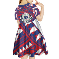 Personalised Samoa Gym Kid Short Sleeve Dress Muscle Samoan Tribal Waves DT05 - Polynesian Pride