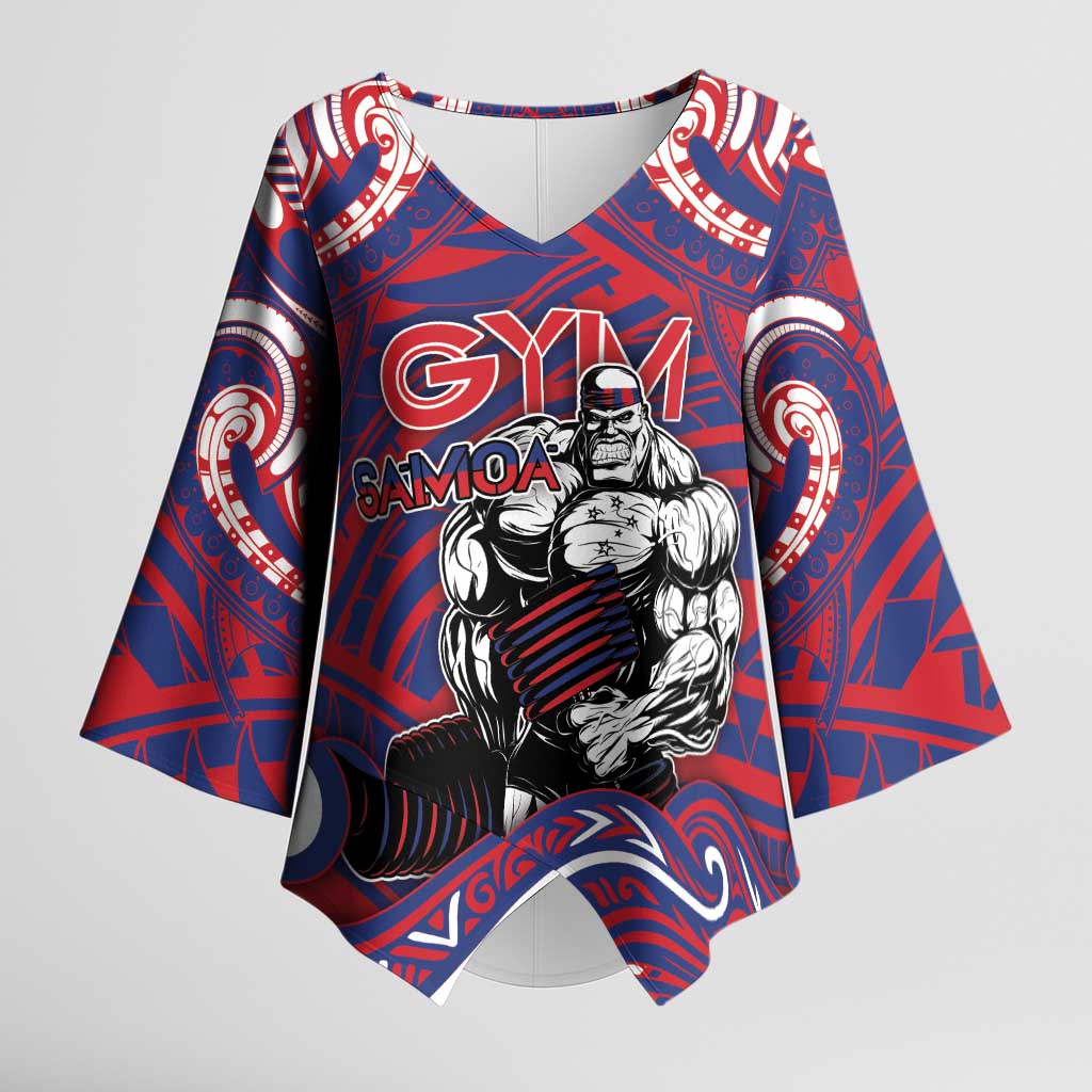 Personalised Samoa Gym Kimono Sleeve Blouse Muscle Samoan Tribal Waves - Polynesian Pride