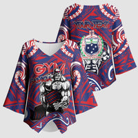 Personalised Samoa Gym Kimono Sleeve Blouse Muscle Samoan Tribal Waves - Polynesian Pride