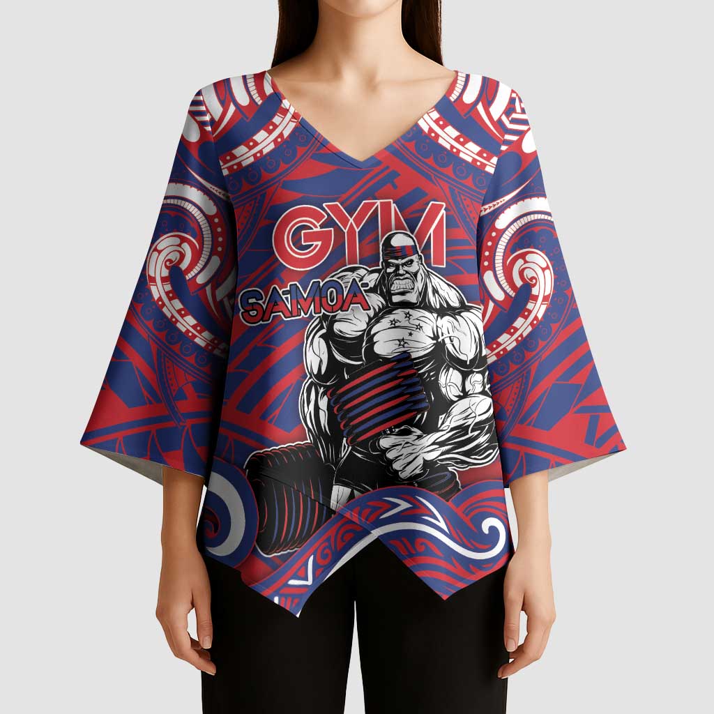 Personalised Samoa Gym Kimono Sleeve Blouse Muscle Samoan Tribal Waves - Polynesian Pride