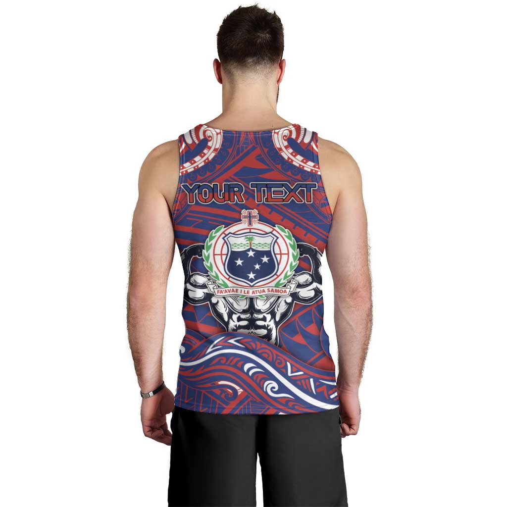 Personalised Samoa Gym Men Tank Top Muscle Samoan Tribal Waves - Polynesian Pride