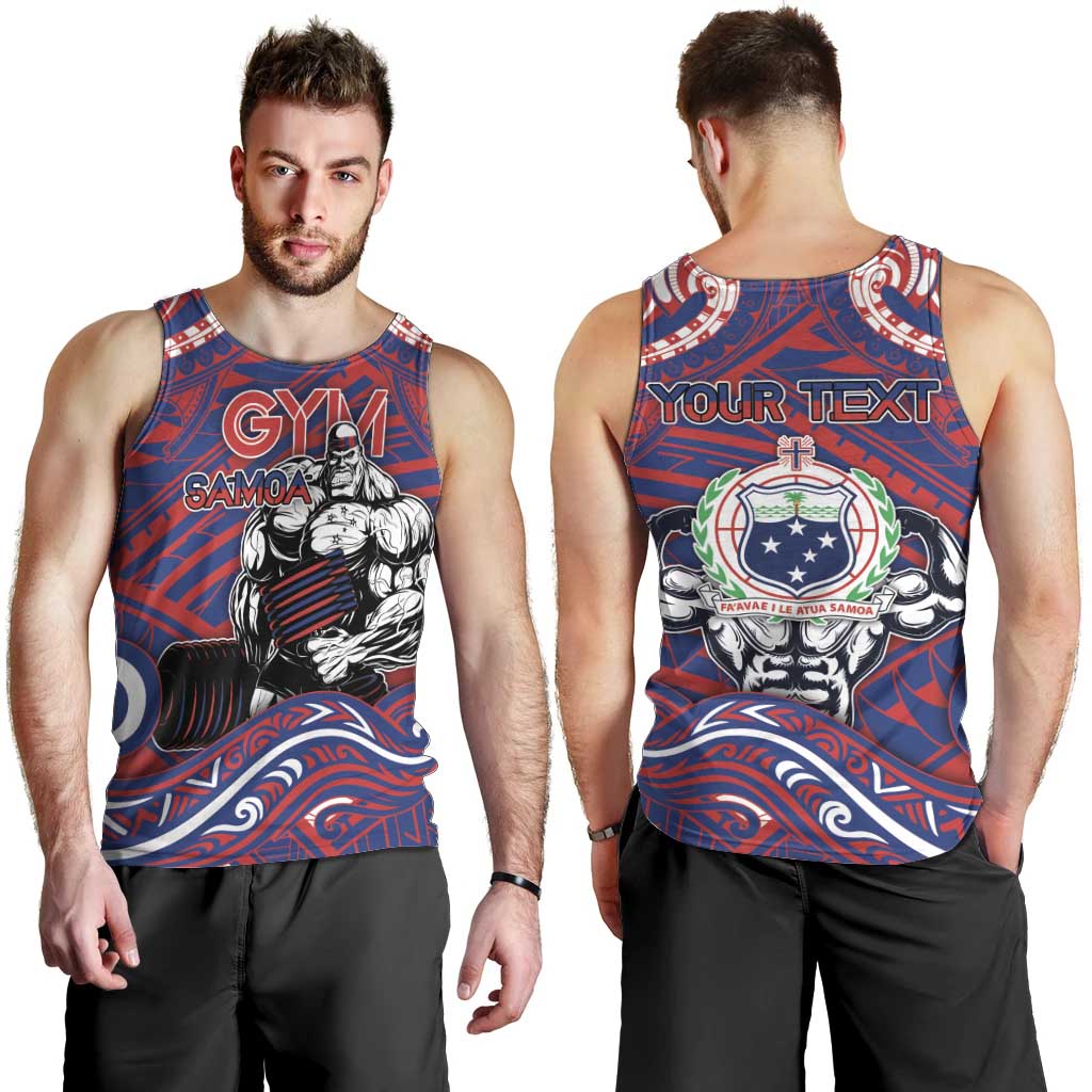 Personalised Samoa Gym Men Tank Top Muscle Samoan Tribal Waves - Polynesian Pride