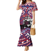 Personalised Samoa Gym Mermaid Dress Muscle Samoan Tribal Waves DT05 Women Navy - Polynesian Pride