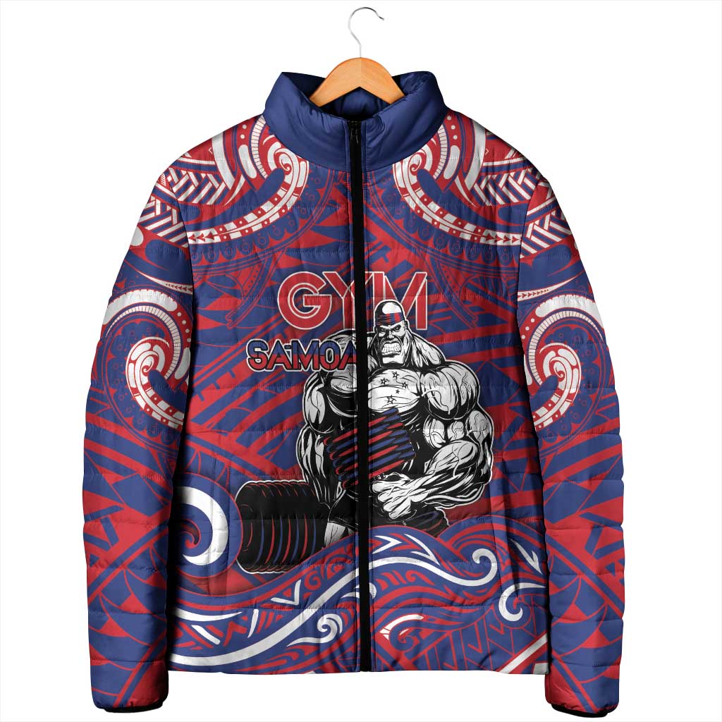 Personalised Samoa Gym Padded Jacket Muscle Samoan Tribal Waves - Polynesian Pride