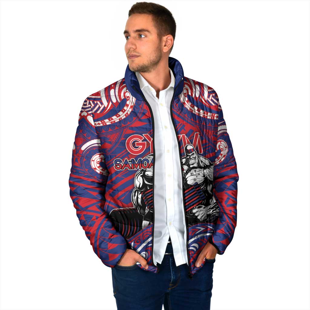 Personalised Samoa Gym Padded Jacket Muscle Samoan Tribal Waves - Polynesian Pride