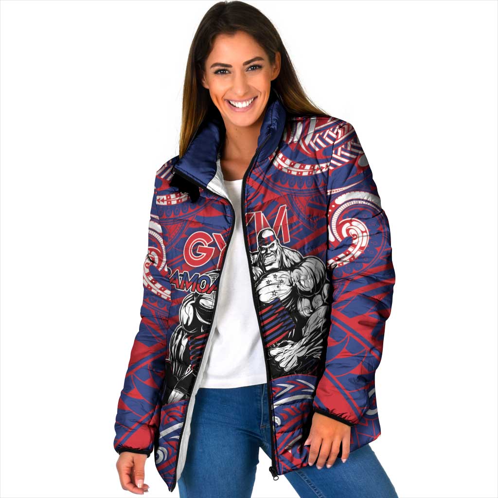 Personalised Samoa Gym Padded Jacket Muscle Samoan Tribal Waves - Polynesian Pride