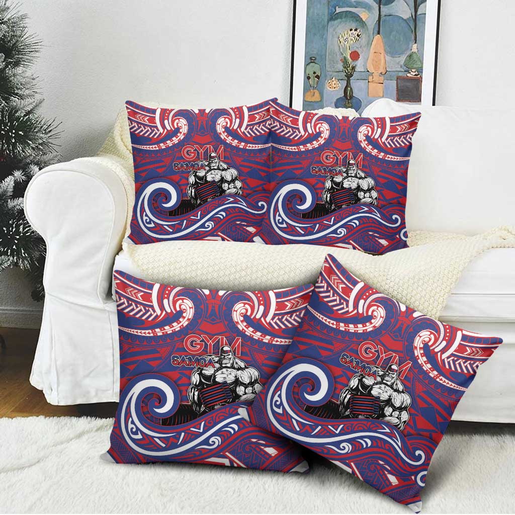 Samoa Gym Pillow Cover Muscle Samoan Tribal Waves - Polynesian Pride