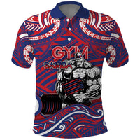 Personalised Samoa Gym Polo Shirt Muscle Samoan Tribal Waves - Polynesian Pride