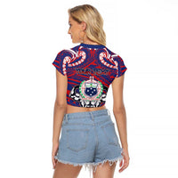 Personalised Samoa Gym Raglan Cropped T Shirt Muscle Samoan Tribal Waves DT05 - Polynesian Pride