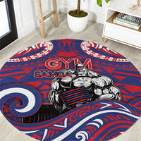 Samoa Gym Round Carpet Muscle Samoan Tribal Waves - Polynesian Pride