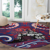 Samoa Gym Round Carpet Muscle Samoan Tribal Waves - Polynesian Pride