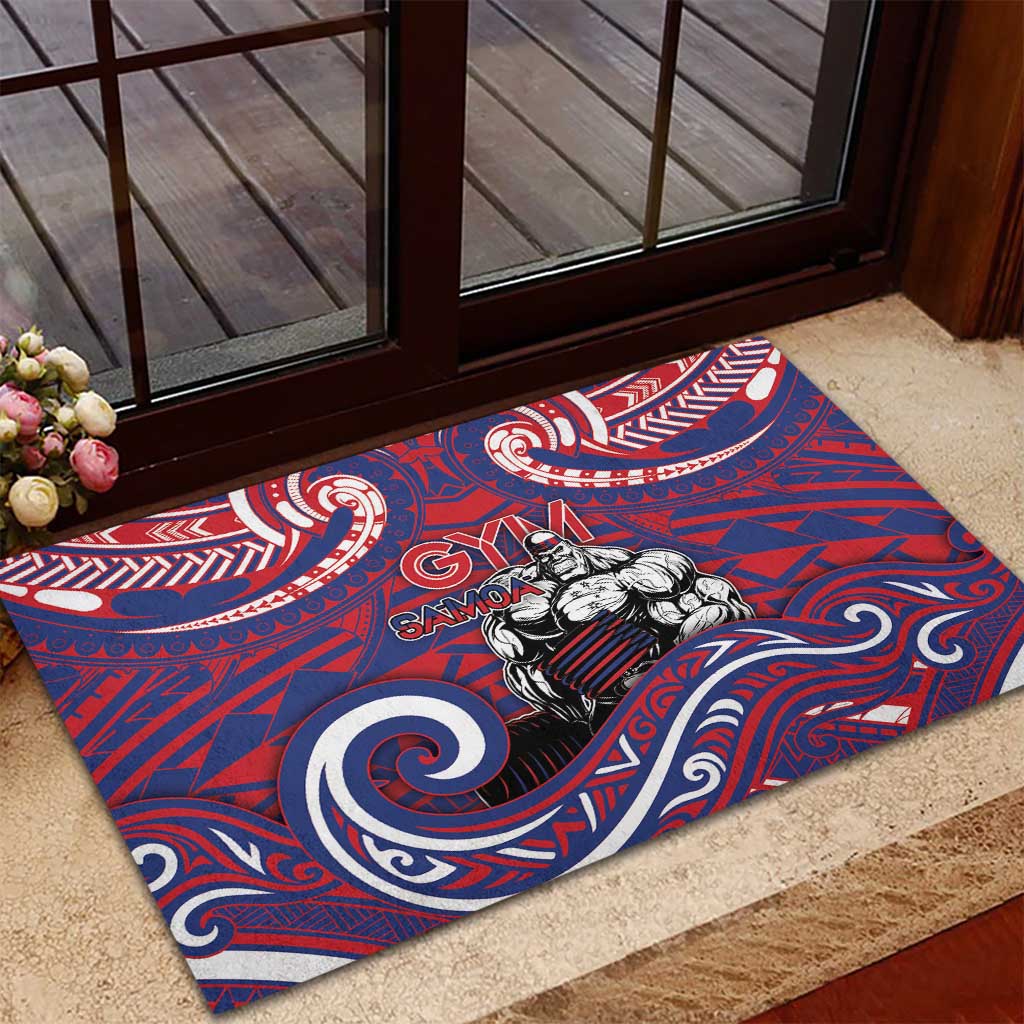Samoa Gym Rubber Doormat Muscle Samoan Tribal Waves - Polynesian Pride