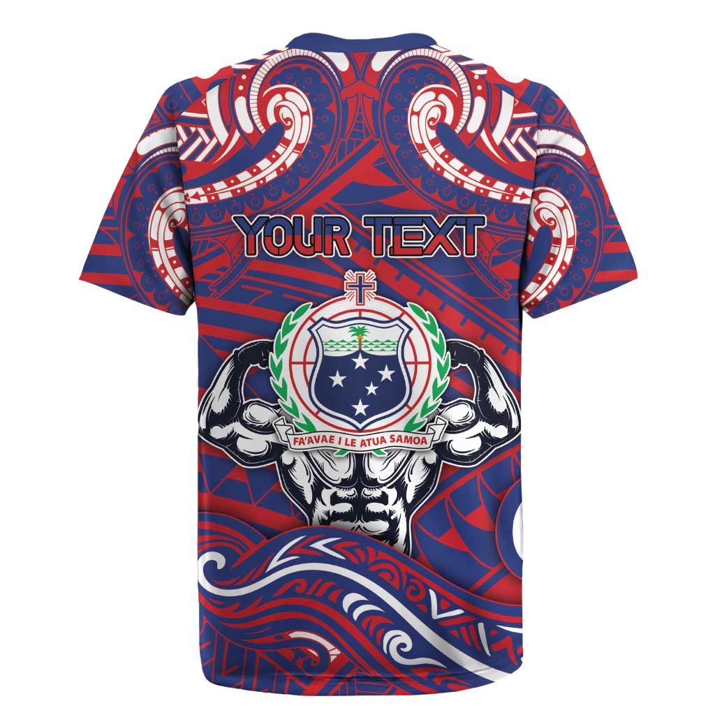 Personalised Samoa Gym Rugby Jersey Muscle Samoan Tribal Waves - Polynesian Pride