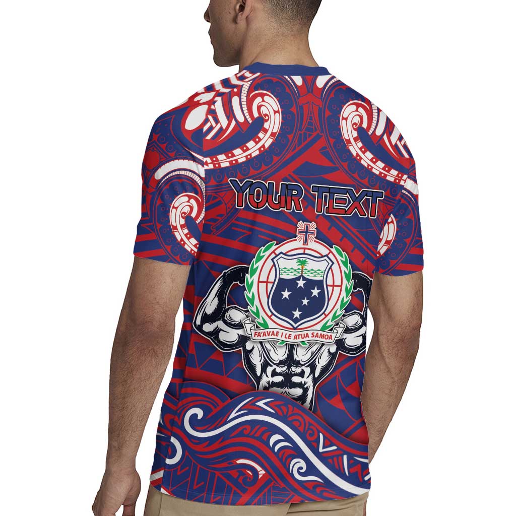 Personalised Samoa Gym Rugby Jersey Muscle Samoan Tribal Waves - Polynesian Pride
