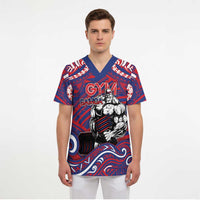 Personalised Samoa Gym Scrub Top Muscle Samoan Tribal Waves - Polynesian Pride