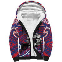 Personalised Samoa Gym Sherpa Hoodie Muscle Samoan Tribal Waves - Polynesian Pride