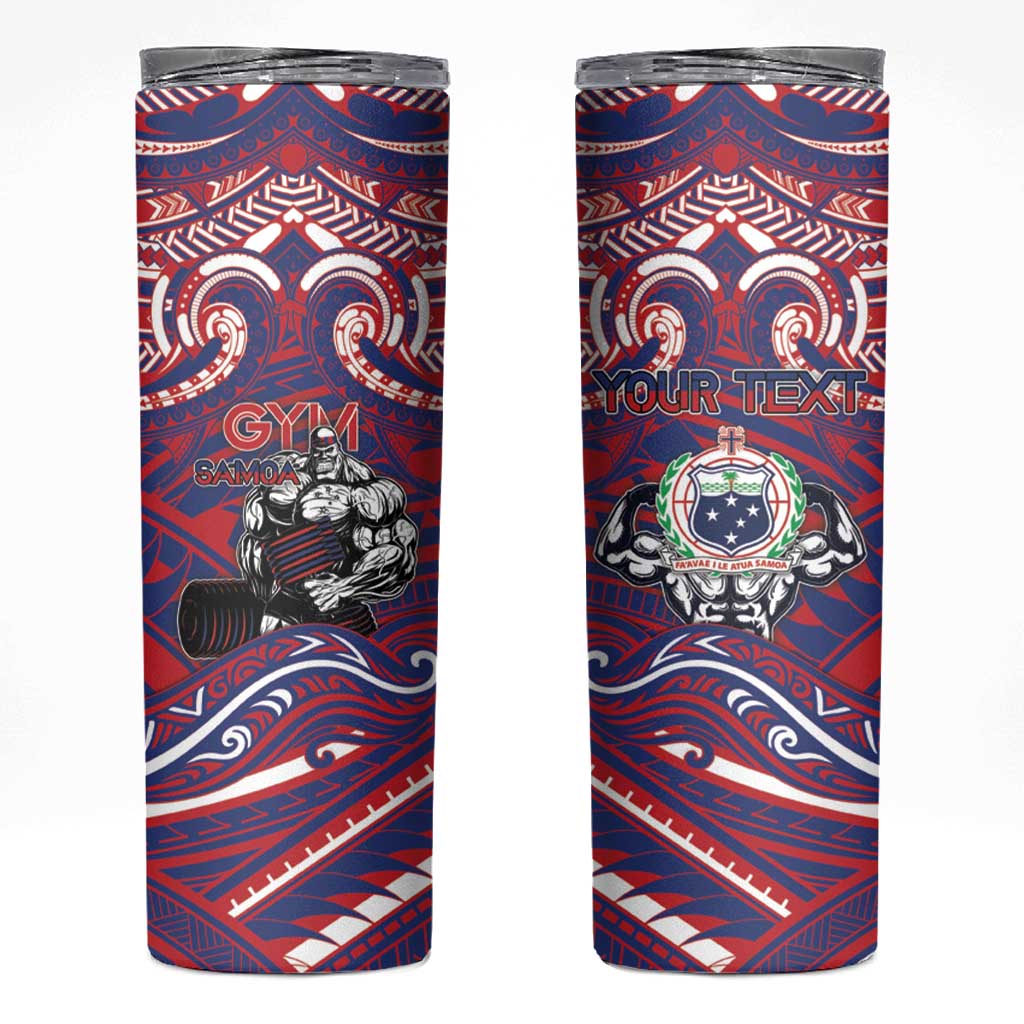 Personalised Samoa Gym Skinny Tumbler Muscle Samoan Tribal Waves - Polynesian Pride