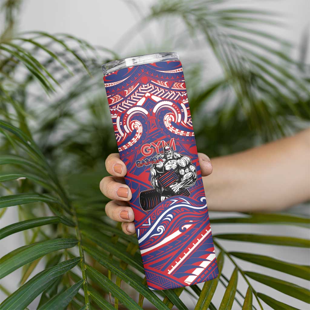 Personalised Samoa Gym Skinny Tumbler Muscle Samoan Tribal Waves - Polynesian Pride
