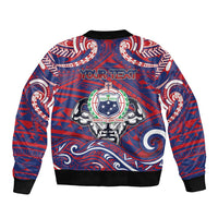 Personalised Samoa Gym Sleeve Zip Bomber Jacket Muscle Samoan Tribal Waves - Polynesian Pride