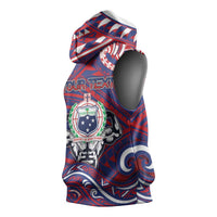 Personalised Samoa Gym Sleeveless Hoodie Muscle Samoan Tribal Waves - Polynesian Pride