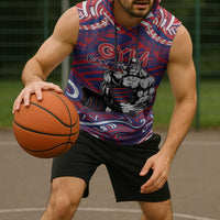 Personalised Samoa Gym Sleeveless Hoodie Muscle Samoan Tribal Waves - Polynesian Pride