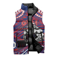 Personalised Samoa Gym Sleeveless Puffer Jacket Muscle Samoan Tribal Waves - Polynesian Pride