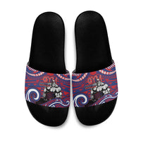 Samoa Gym Slide Sandals Muscle Samoan Tribal Waves - Polynesian Pride