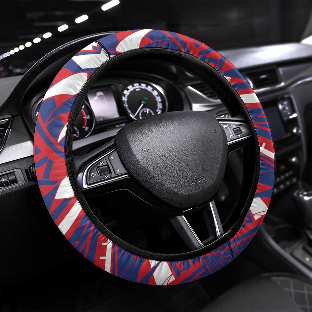 Samoa Gym Steering Wheel Cover Muscle Samoan Tribal Waves - Polynesian Pride