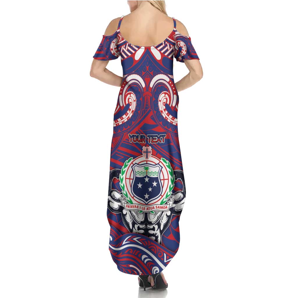 Personalised Samoa Gym Summer Maxi Dress Muscle Samoan Tribal Waves - Polynesian Pride