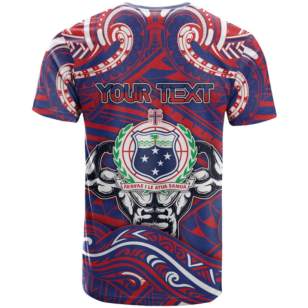 Personalised Samoa Gym T Shirt Muscle Samoan Tribal Waves - Polynesian Pride