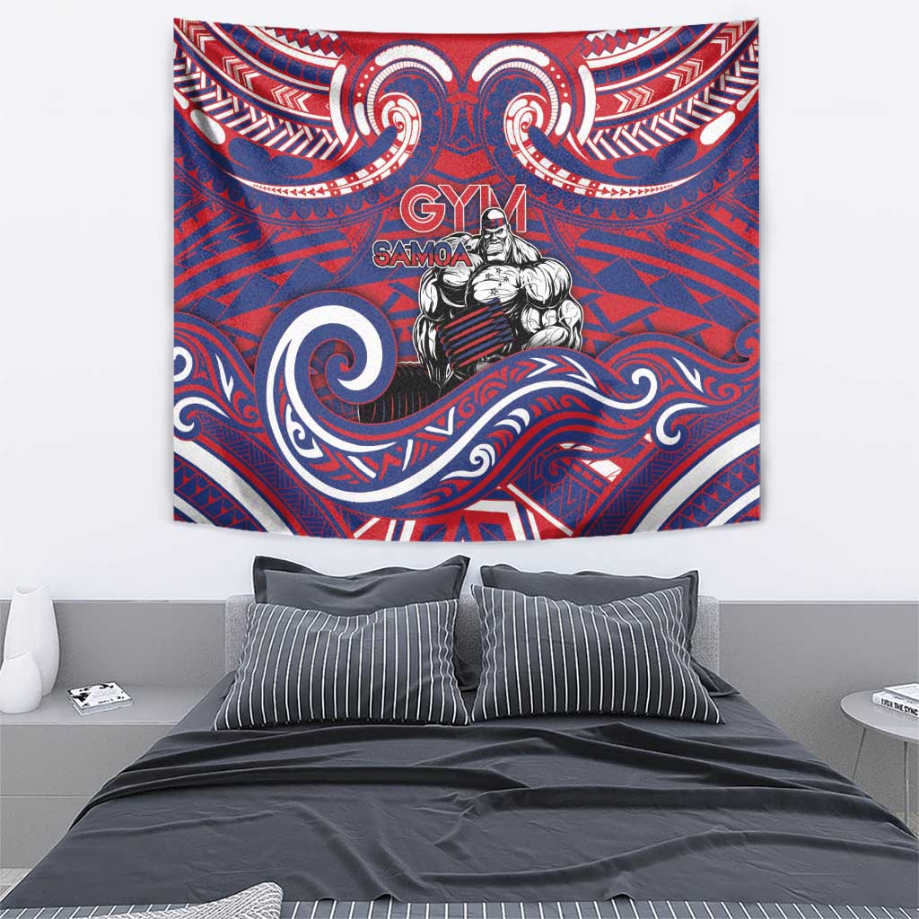 Samoa Gym Tapestry Muscle Samoan Tribal Waves - Polynesian Pride