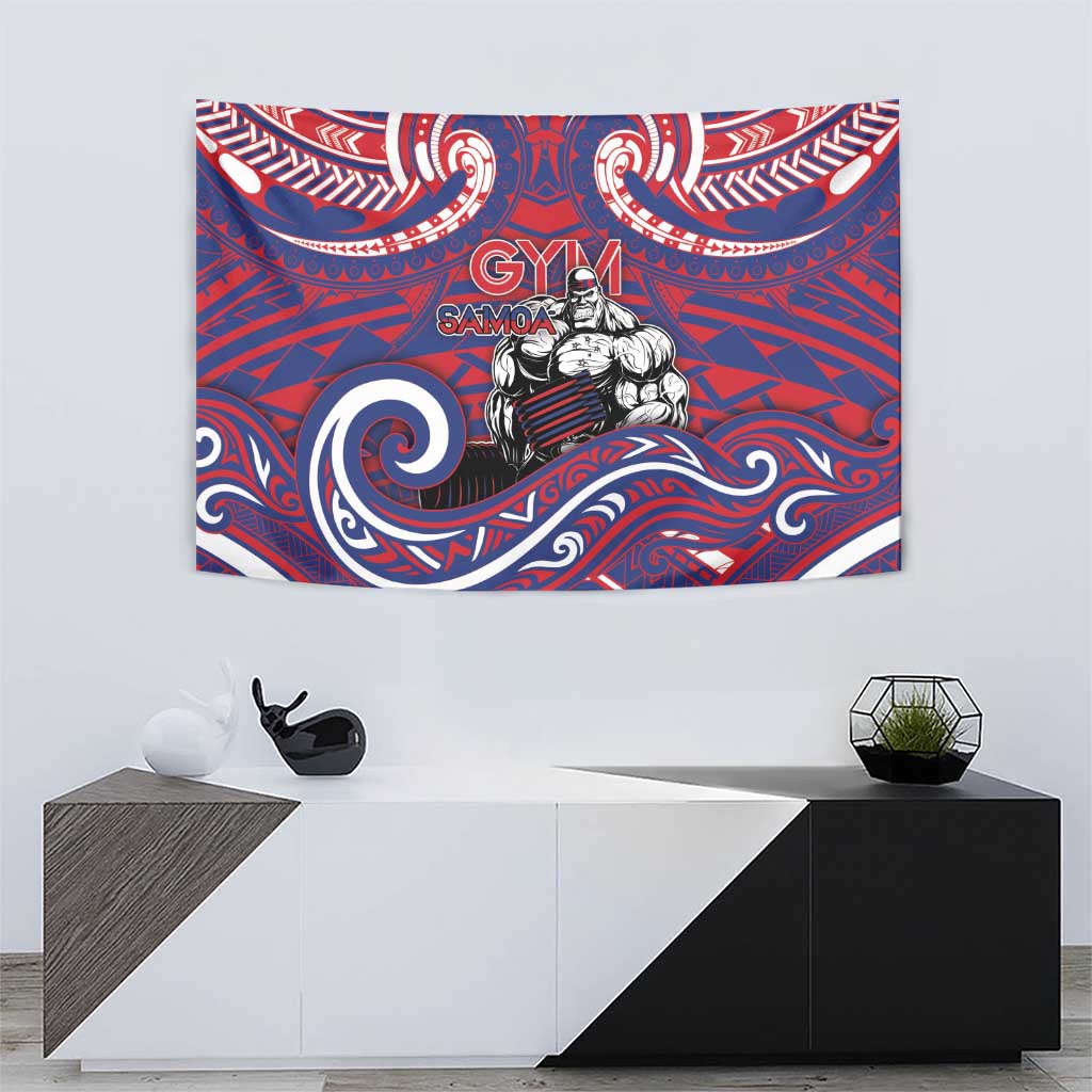 Samoa Gym Tapestry Muscle Samoan Tribal Waves - Polynesian Pride
