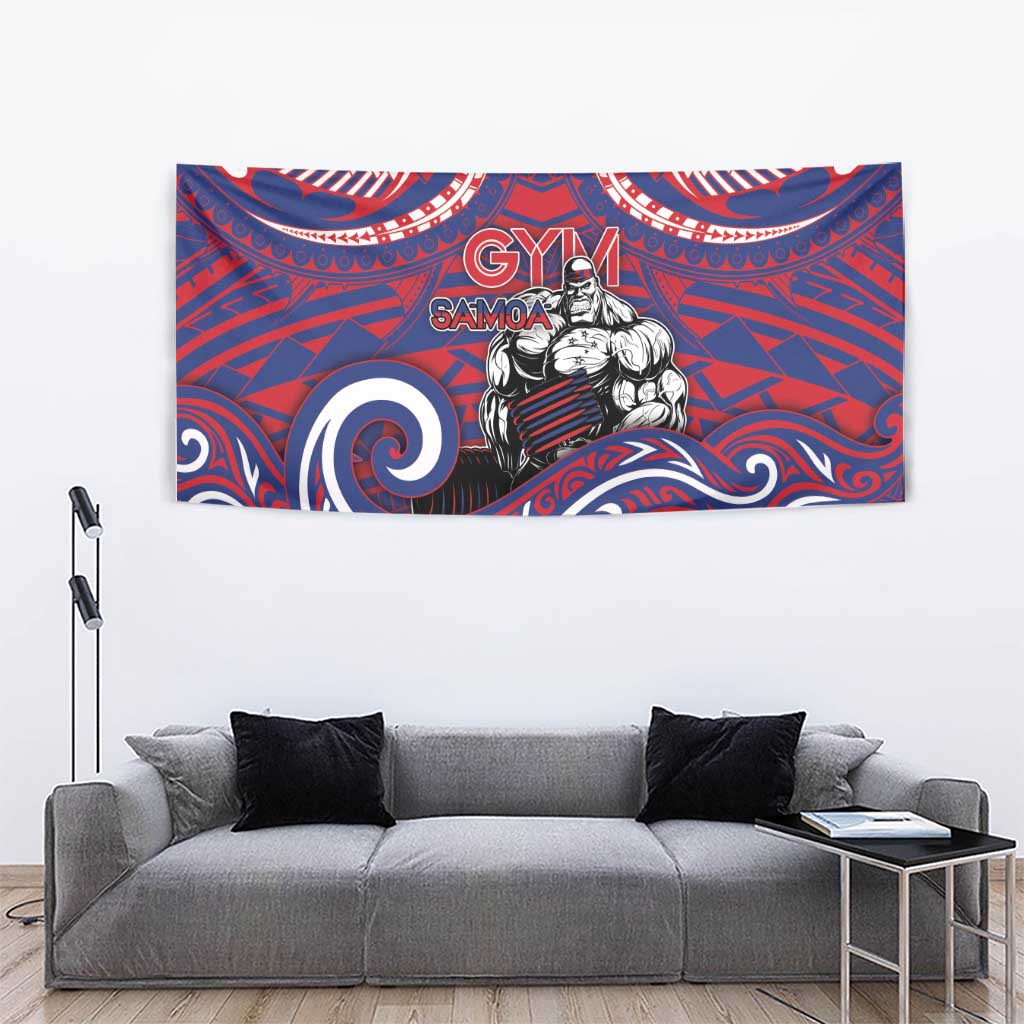 Samoa Gym Tapestry Muscle Samoan Tribal Waves - Polynesian Pride