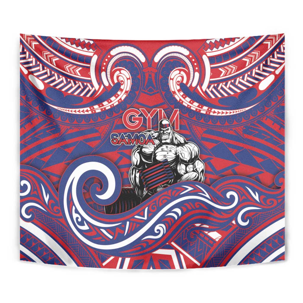 Samoa Gym Tapestry Muscle Samoan Tribal Waves - Polynesian Pride