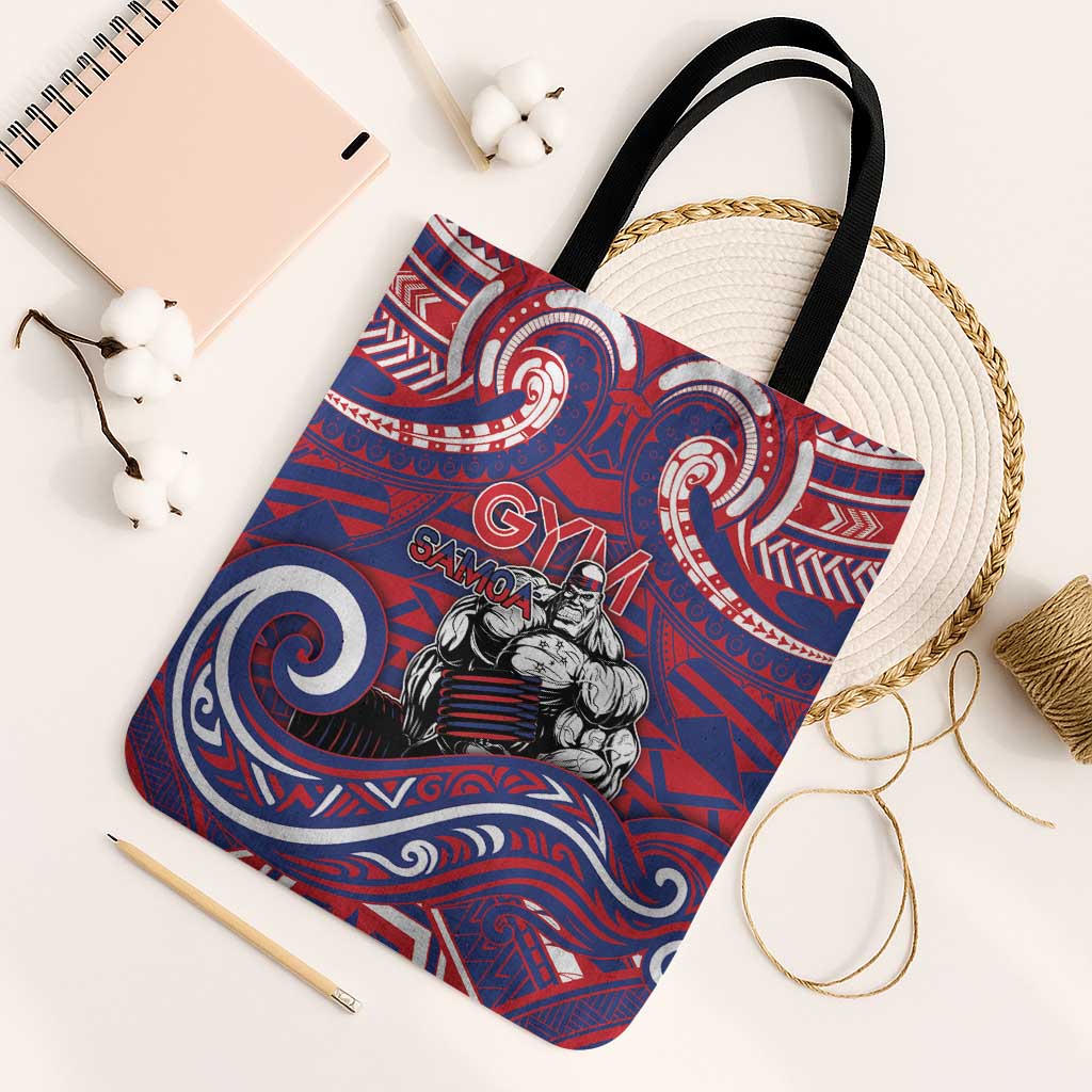 Samoa Gym Tote Bag Muscle Samoan Tribal Waves - Polynesian Pride