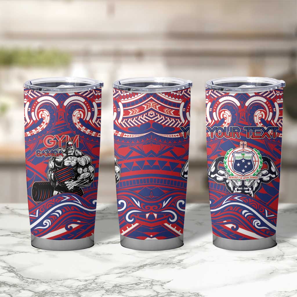 Personalised Samoa Gym Tumbler Cup Muscle Samoan Tribal Waves - Polynesian Pride